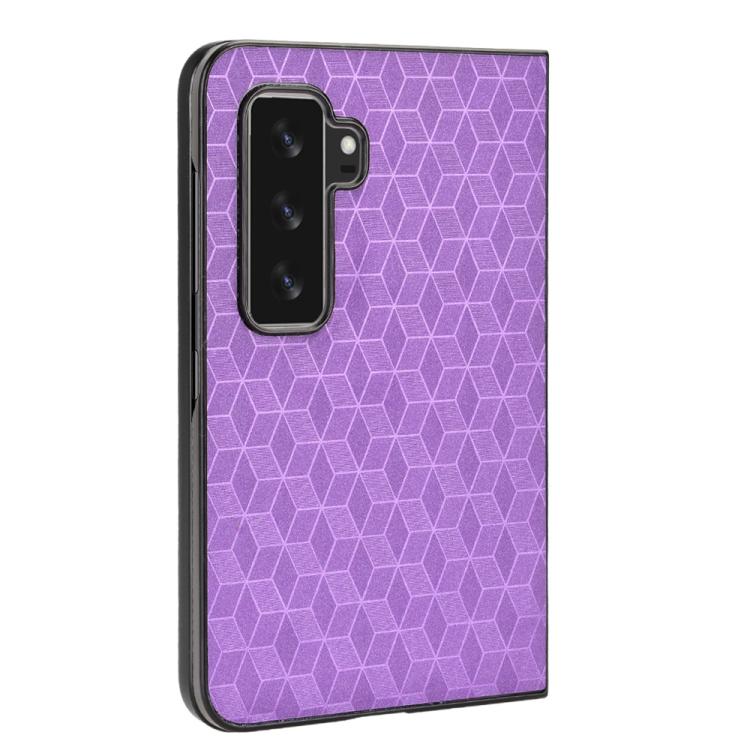 For Microsoft Surface Duo 2 Cubic Grid Texture Leather Back Cover Phone Case