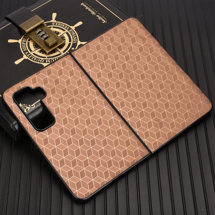 For Microsoft Surface Duo 2 Cubic Grid Texture Leather Back Cover Phone Case