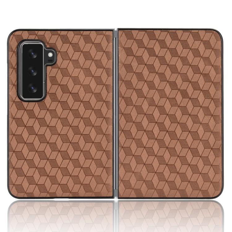 For Microsoft Surface Duo 2 Cubic Grid Texture Leather Back Cover Phone Case