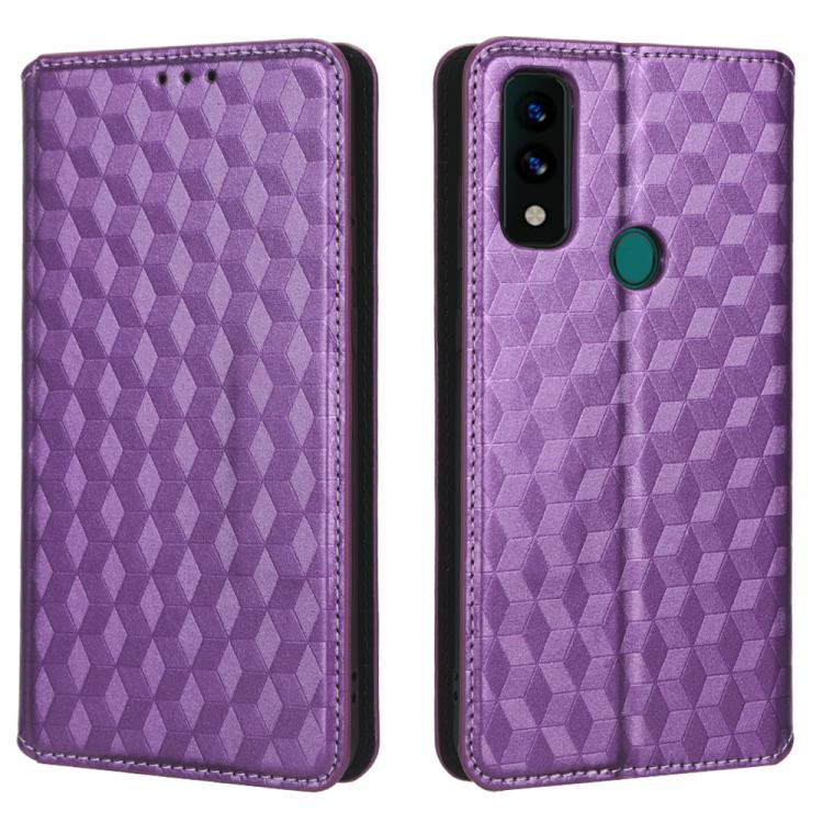 For AT&T Maestro 3 Cubic Grid Texture Flip Leather Phone Case
