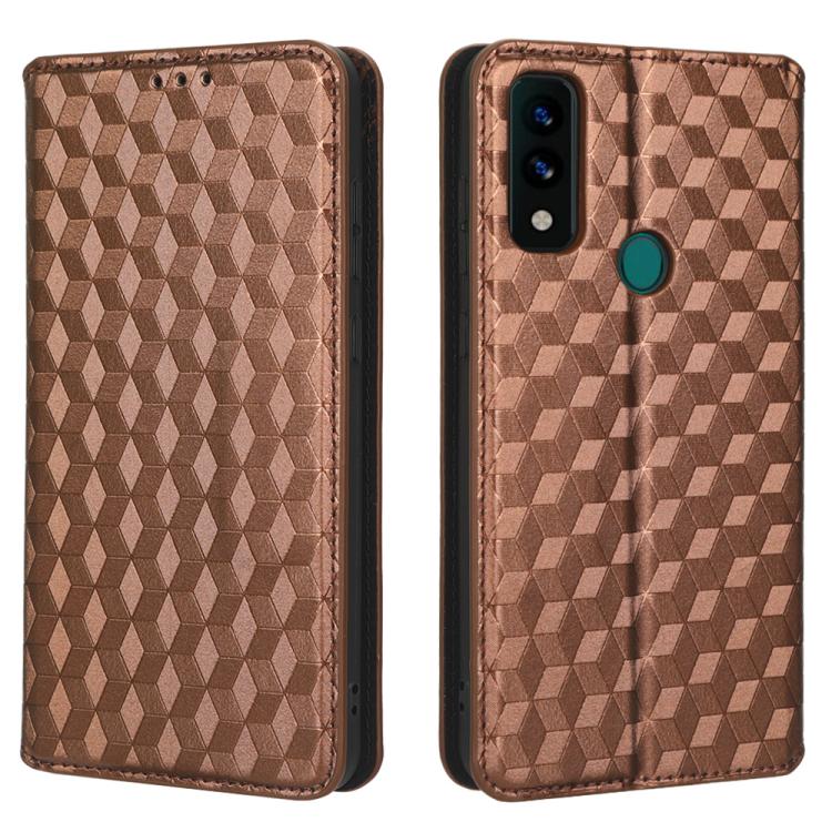 For AT&T Maestro 3 Cubic Grid Texture Flip Leather Phone Case