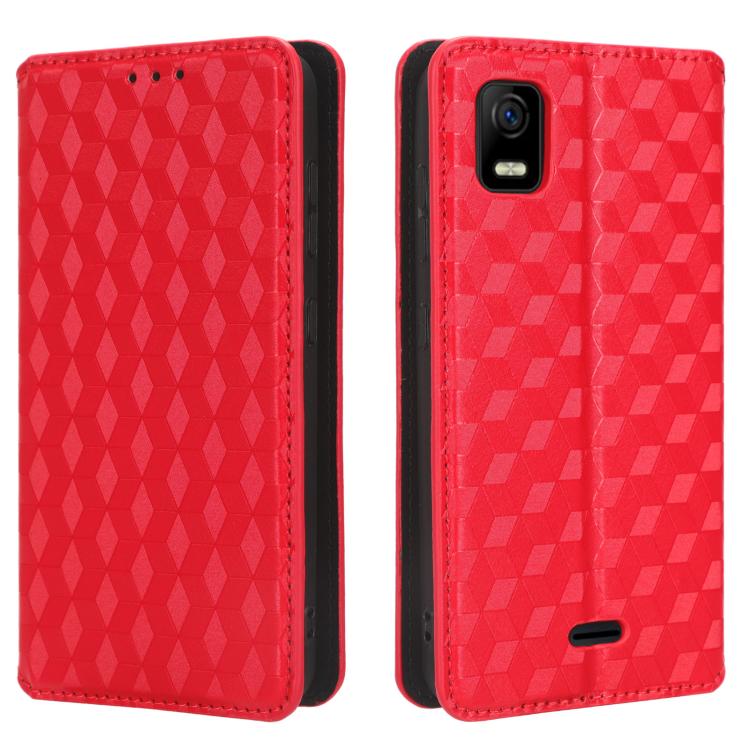 For AT&T Calypso 3 U328AA Cubic Grid Texture Flip Leather Phone Case