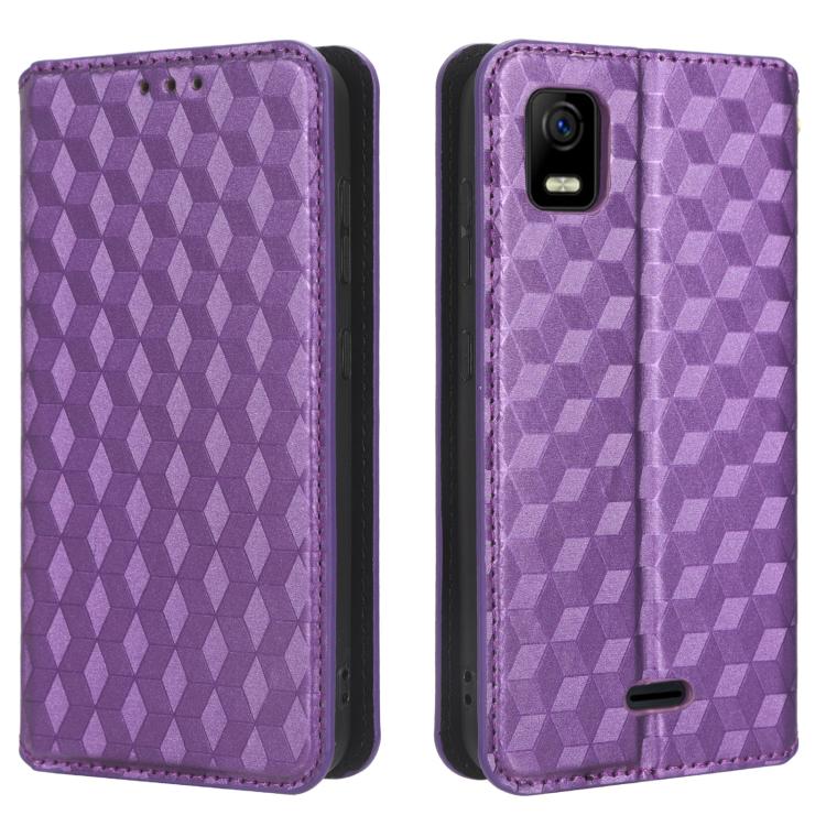 For AT&T Calypso 3 U328AA Cubic Grid Texture Flip Leather Phone Case