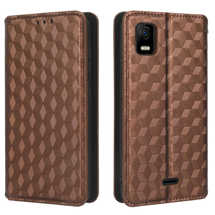 For AT&T Calypso 3 U328AA Cubic Grid Texture Flip Leather Phone Case