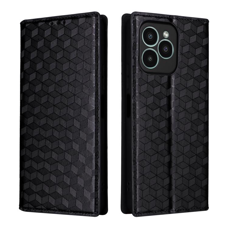 For Fossibot S2 Cubic Grid Texture Flip Leather Phone Case