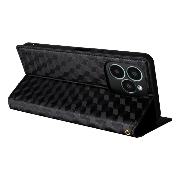 For Fossibot S2 Cubic Grid Texture Flip Leather Phone Case