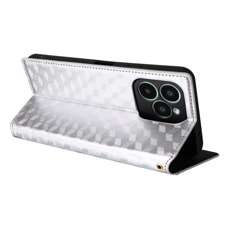 For Fossibot S2 Cubic Grid Texture Flip Leather Phone Case