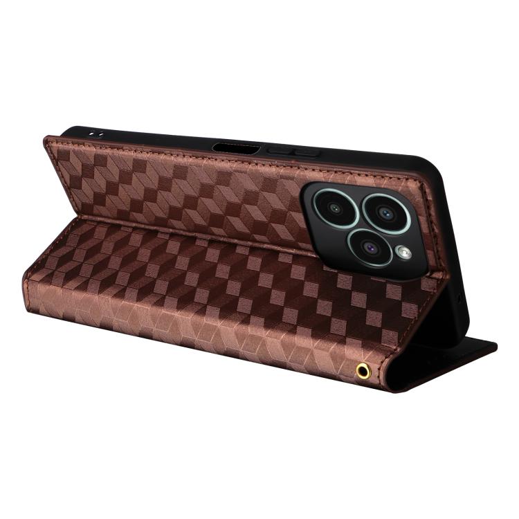 For Fossibot S2 Cubic Grid Texture Flip Leather Phone Case