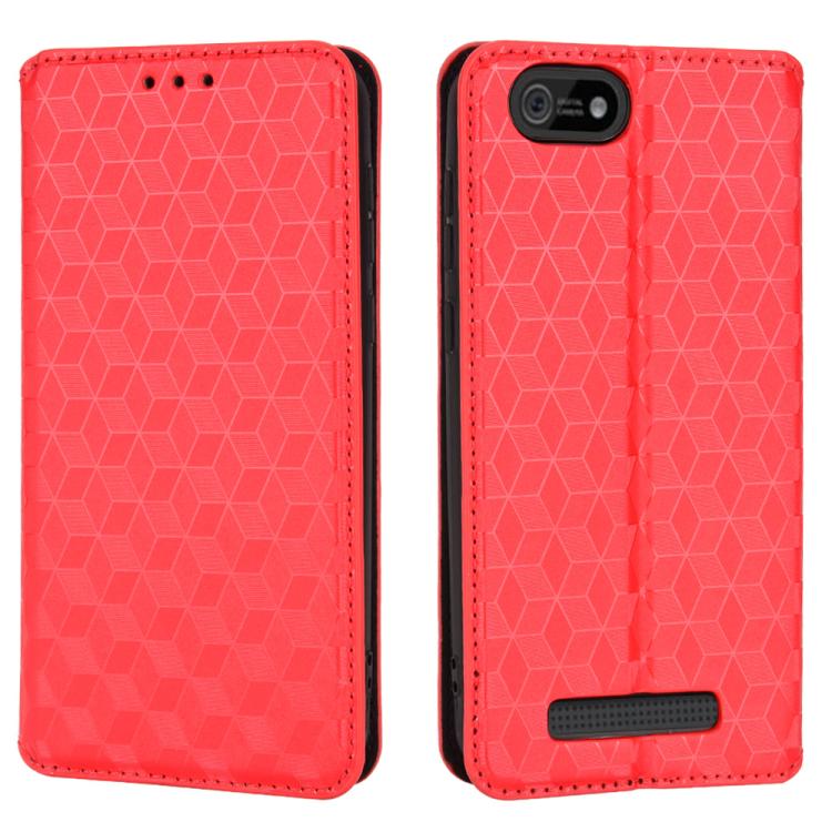 For Cloud Mobile Stratus C5 / Stratus C5 Elite Cubic Grid Texture Flip Leather Phone Case