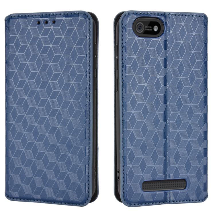 For Cloud Mobile Stratus C5 / Stratus C5 Elite Cubic Grid Texture Flip Leather Phone Case
