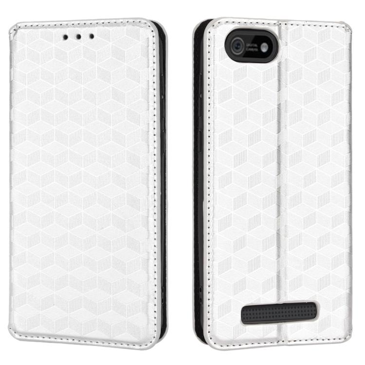 For Cloud Mobile Stratus C5 / Stratus C5 Elite Cubic Grid Texture Flip Leather Phone Case