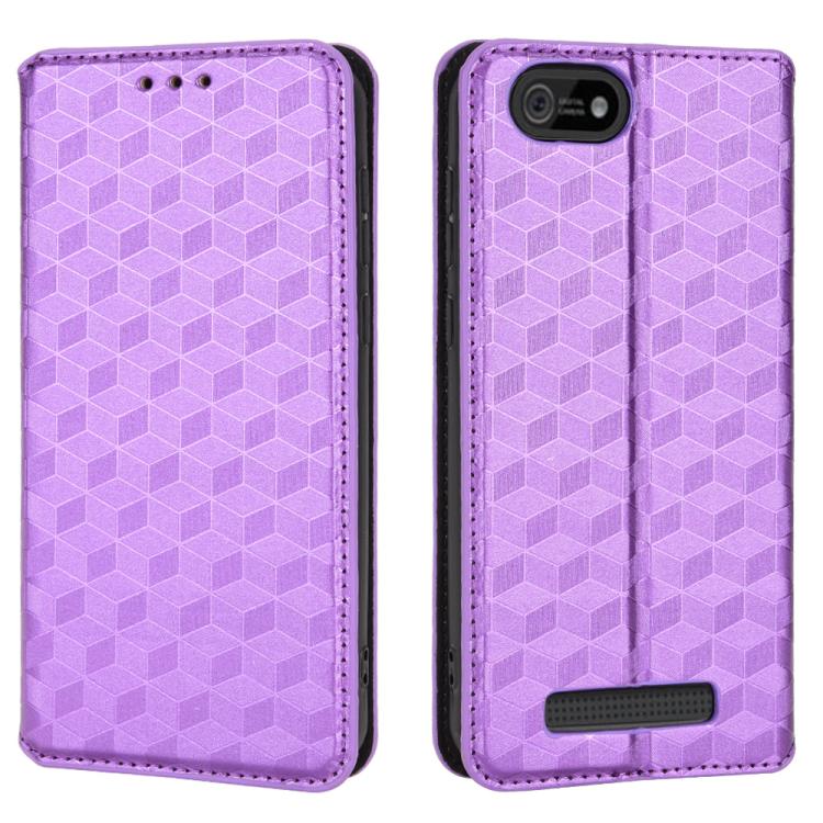For Cloud Mobile Stratus C5 / Stratus C5 Elite Cubic Grid Texture Flip Leather Phone Case