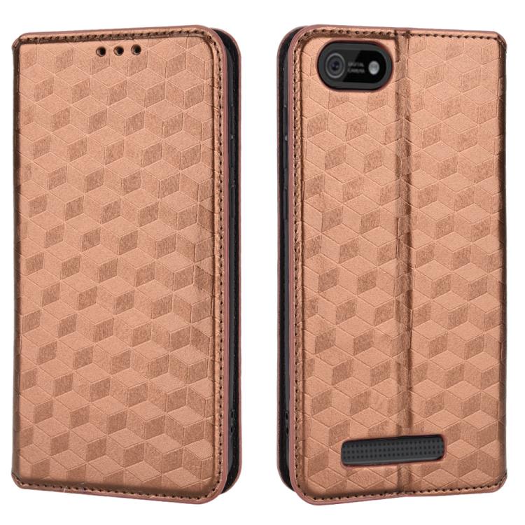 For Cloud Mobile Stratus C5 / Stratus C5 Elite Cubic Grid Texture Flip Leather Phone Case