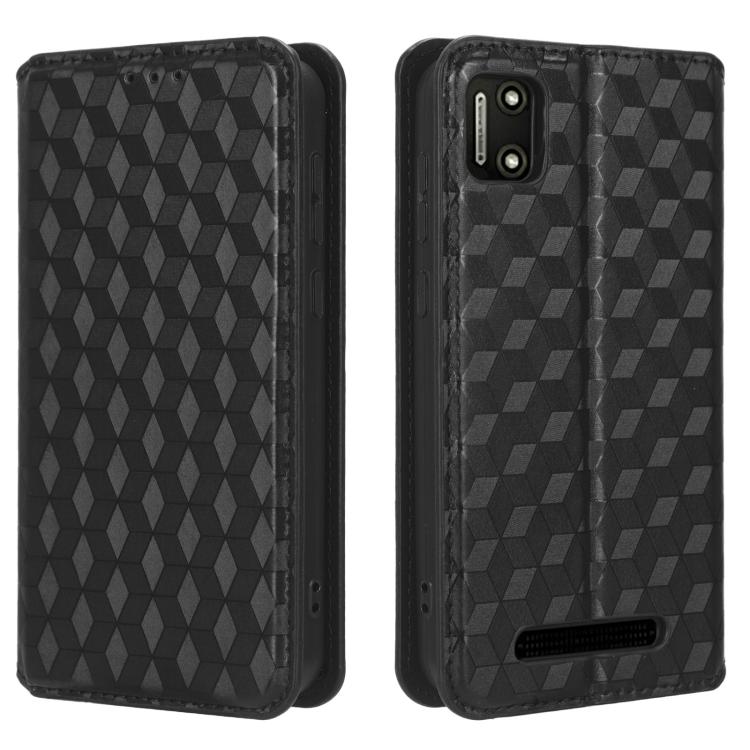For Cloud Mobile Stratus C7 Cubic Grid Texture Flip Leather Phone Case