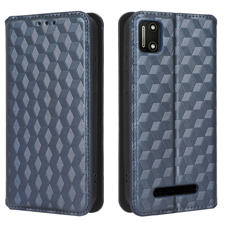For Cloud Mobile Stratus C7 Cubic Grid Texture Flip Leather Phone Case