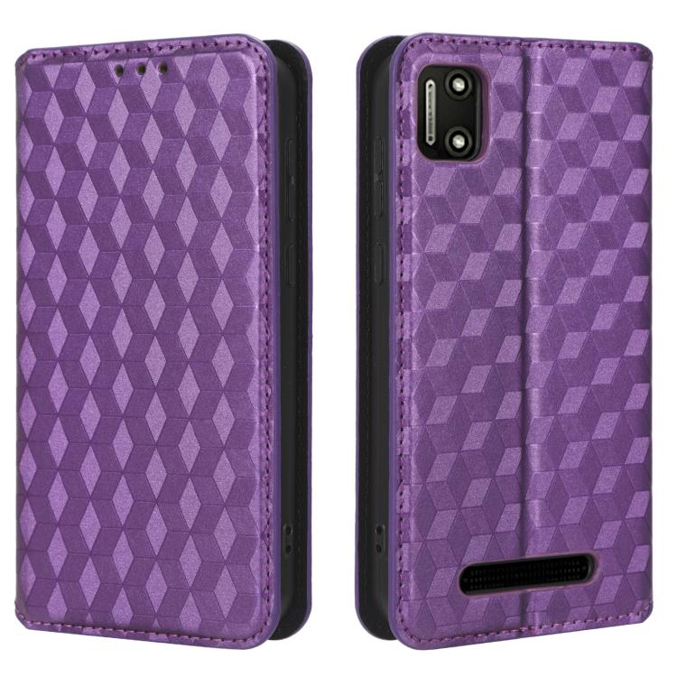 For Cloud Mobile Stratus C7 Cubic Grid Texture Flip Leather Phone Case