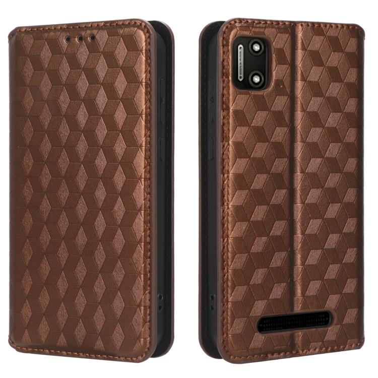 For Cloud Mobile Stratus C7 Cubic Grid Texture Flip Leather Phone Case