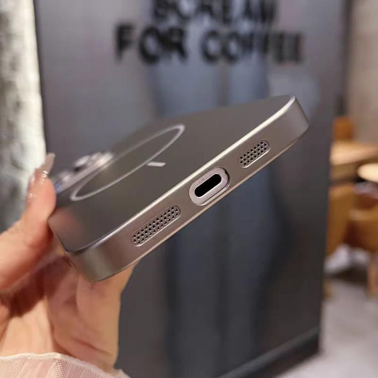 For iPhone 15 Matte Frosted Fine Circle MagSafe Lens Protection Phone Case