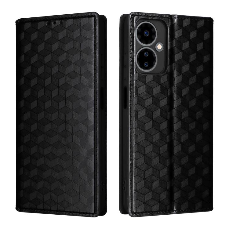For Boost Mobile Celero 5G 2024 / Celero 3 5G Cubic Grid Texture Flip Leather Phone Case