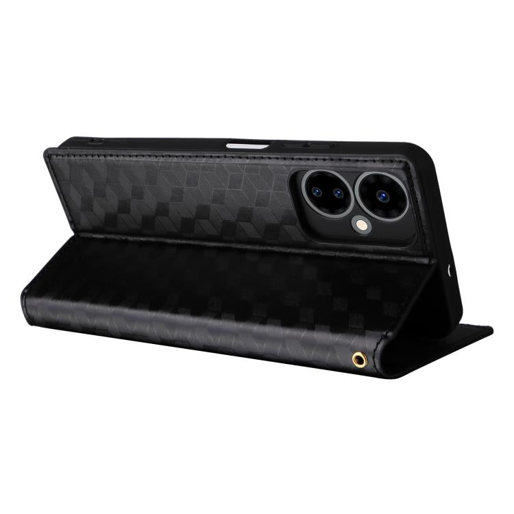 For Boost Mobile Celero 5G 2024 / Celero 3 5G Cubic Grid Texture Flip Leather Phone Case