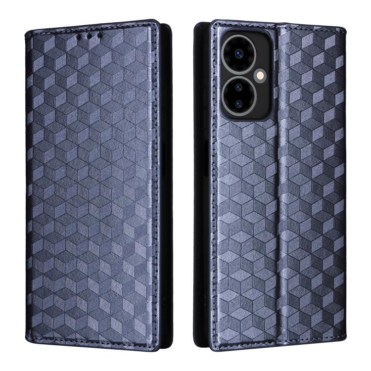 For Boost Mobile Celero 5G 2024 / Celero 3 5G Cubic Grid Texture Flip Leather Phone Case