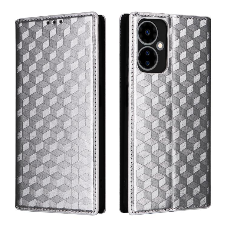 For Boost Mobile Celero 5G 2024 / Celero 3 5G Cubic Grid Texture Flip Leather Phone Case