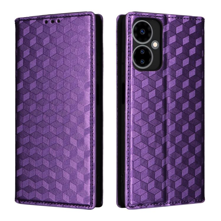 For Boost Mobile Celero 5G 2024 / Celero 3 5G Cubic Grid Texture Flip Leather Phone Case