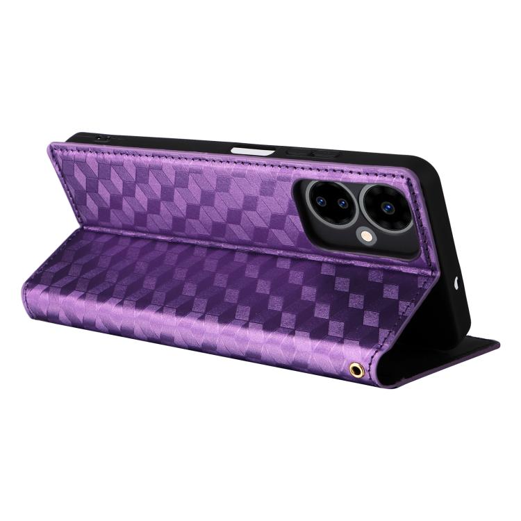 For Boost Mobile Celero 5G 2024 / Celero 3 5G Cubic Grid Texture Flip Leather Phone Case