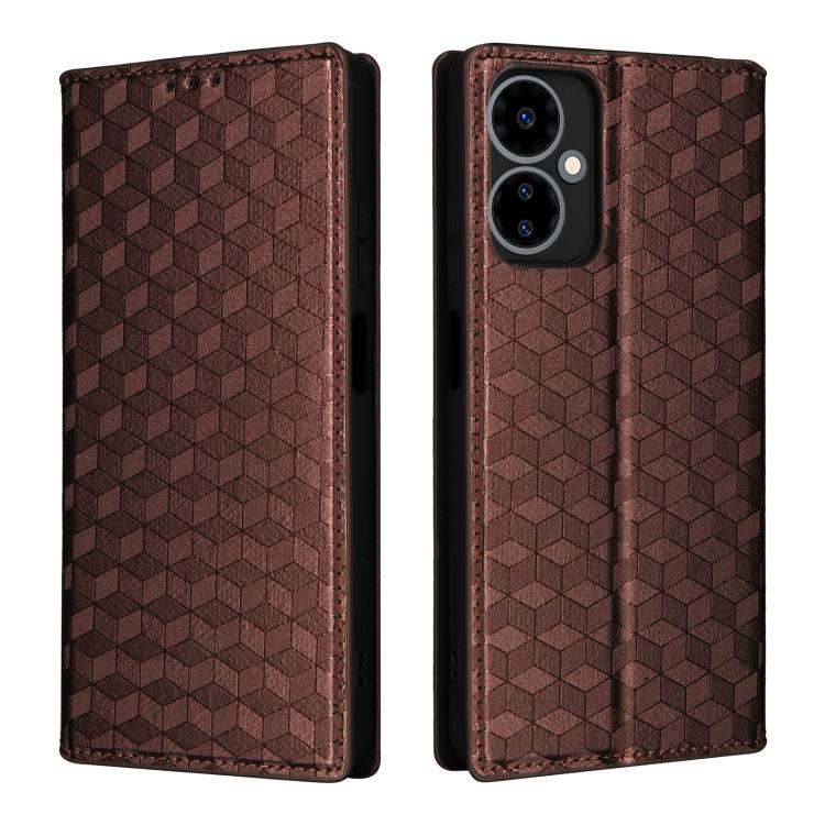 For Boost Mobile Celero 5G 2024 / Celero 3 5G Cubic Grid Texture Flip Leather Phone Case
