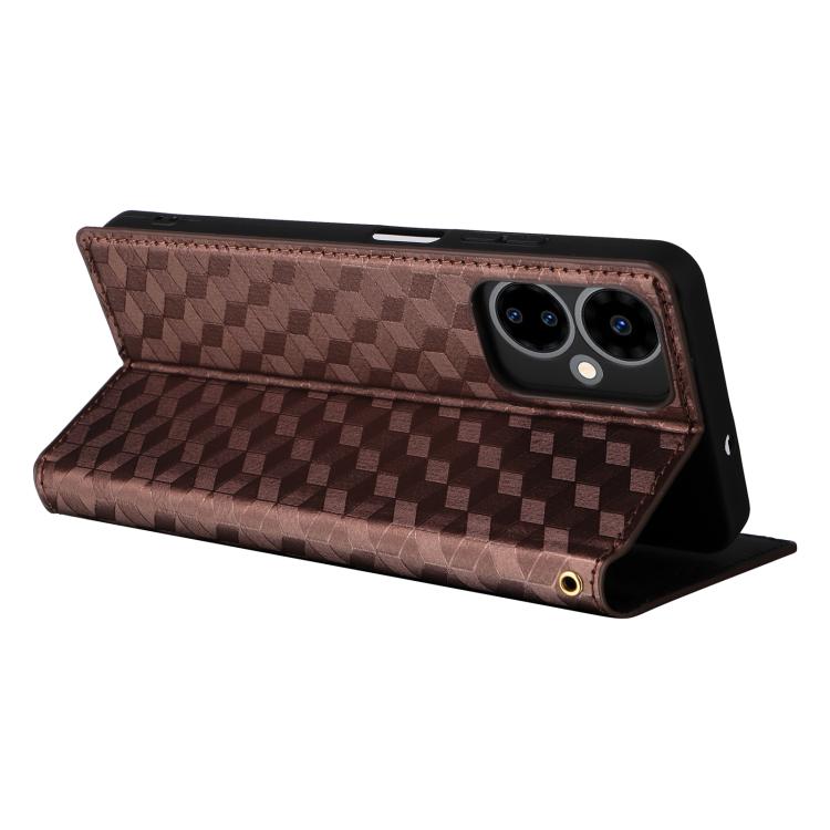 For Boost Mobile Celero 5G 2024 / Celero 3 5G Cubic Grid Texture Flip Leather Phone Case