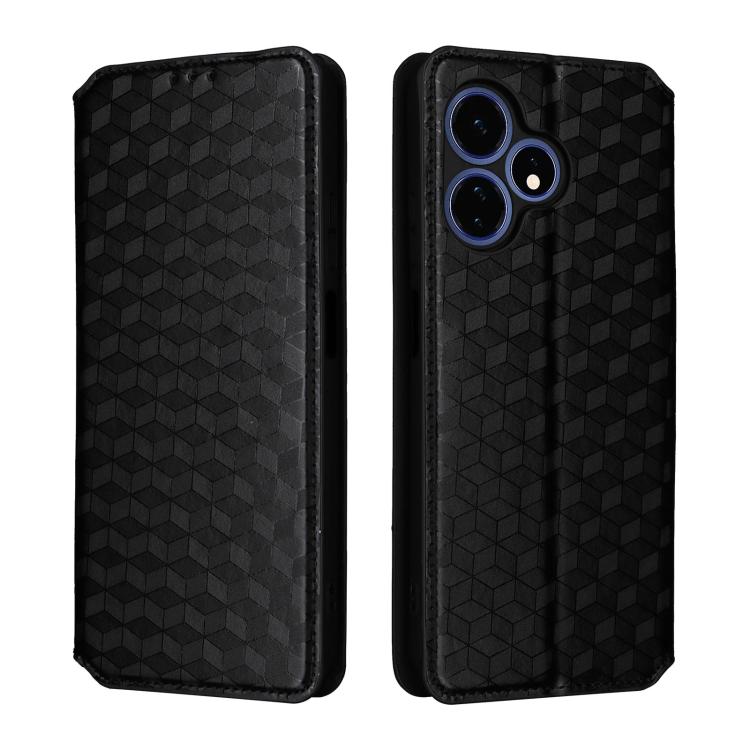 For Boost Mobile Celero 5G+ 2024 Cubic Grid Texture Flip Leather Phone Case