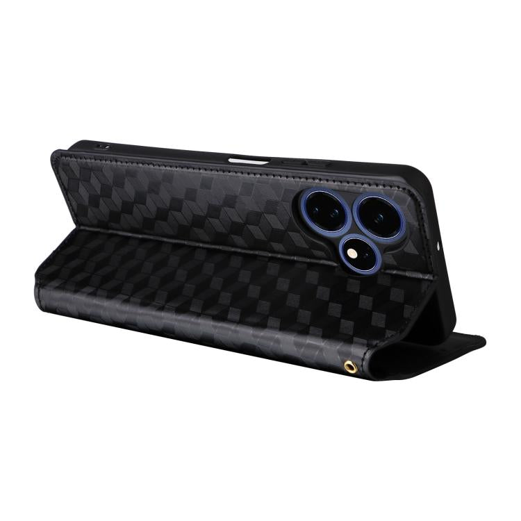 For Boost Mobile Celero 5G+ 2024 Cubic Grid Texture Flip Leather Phone Case