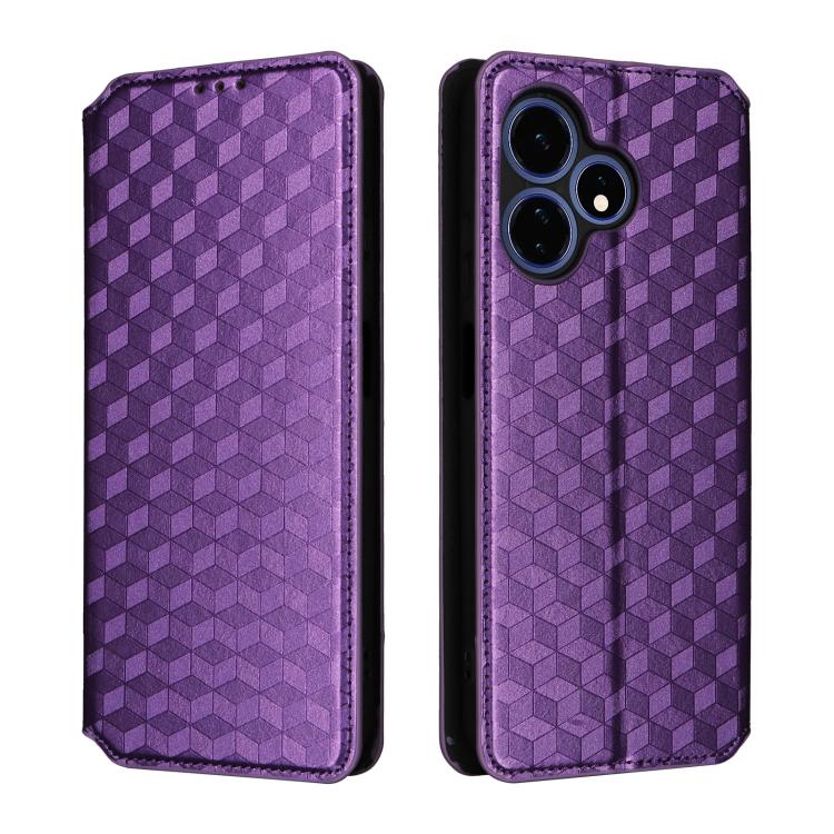 For Boost Mobile Celero 5G+ 2024 Cubic Grid Texture Flip Leather Phone Case