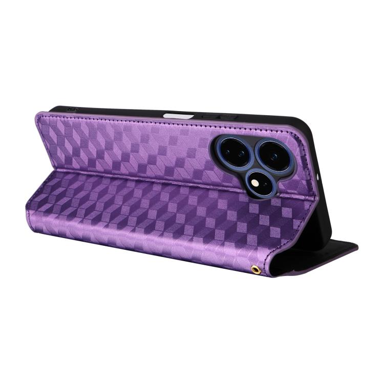 For Boost Mobile Celero 5G+ 2024 Cubic Grid Texture Flip Leather Phone Case