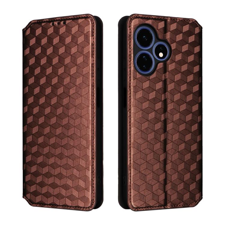 For Boost Mobile Celero 5G+ 2024 Cubic Grid Texture Flip Leather Phone Case