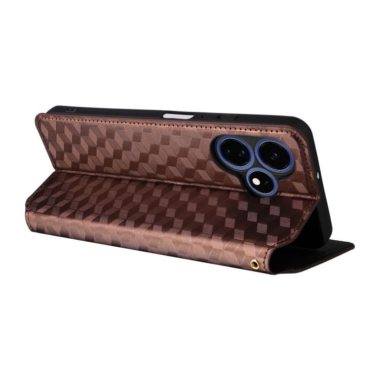 For Boost Mobile Celero 5G+ 2024 Cubic Grid Texture Flip Leather Phone Case