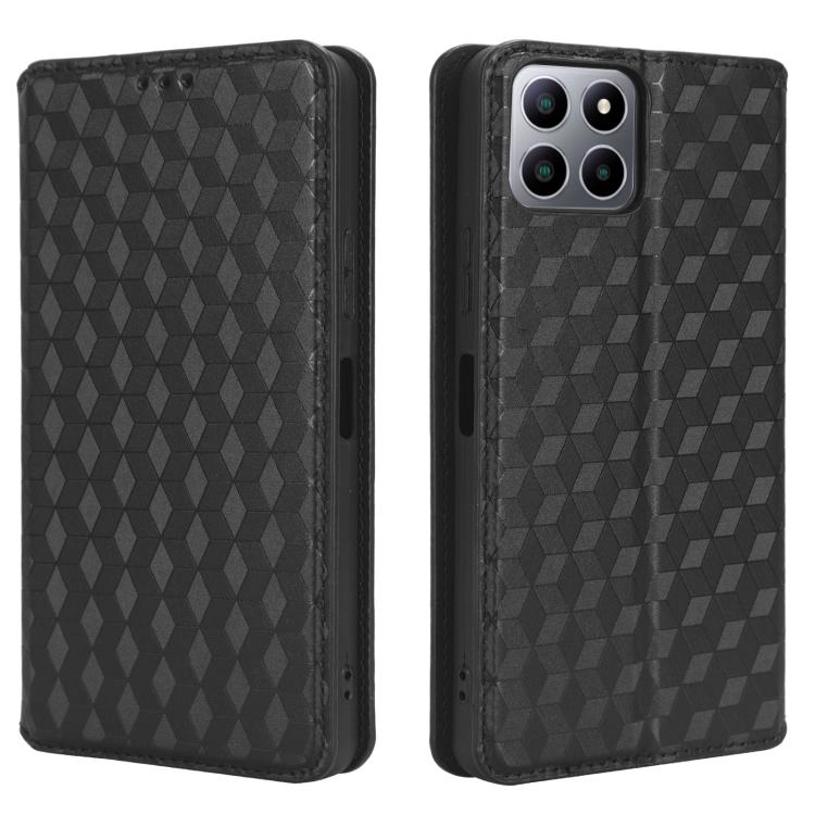 For Boost Mobile Celero 5G+ Cubic Grid Texture Flip Leather Phone Case