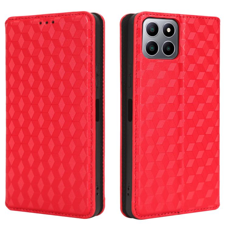 For Boost Mobile Celero 5G+ Cubic Grid Texture Flip Leather Phone Case