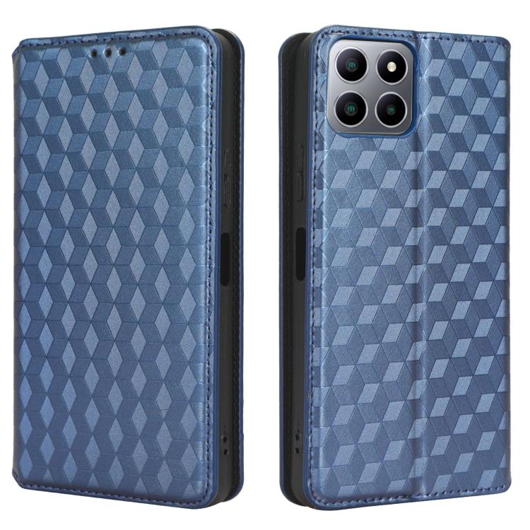 For Boost Mobile Celero 5G+ Cubic Grid Texture Flip Leather Phone Case
