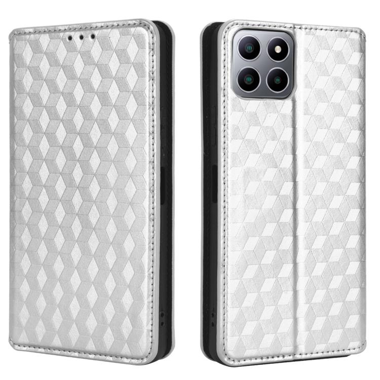 For Boost Mobile Celero 5G+ Cubic Grid Texture Flip Leather Phone Case