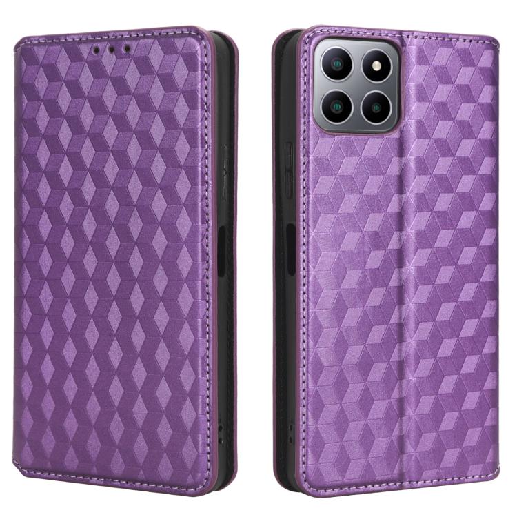 For Boost Mobile Celero 5G+ Cubic Grid Texture Flip Leather Phone Case