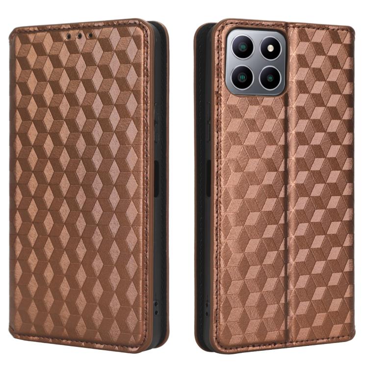 For Boost Mobile Celero 5G+ Cubic Grid Texture Flip Leather Phone Case