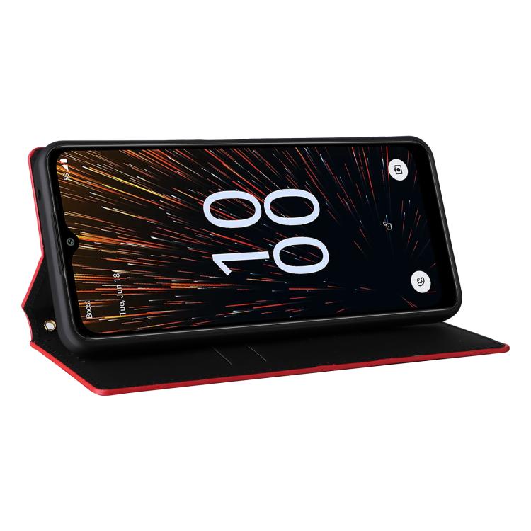For Boost Mobile Celero 5G SC Cubic Grid Texture Flip Leather Phone Case