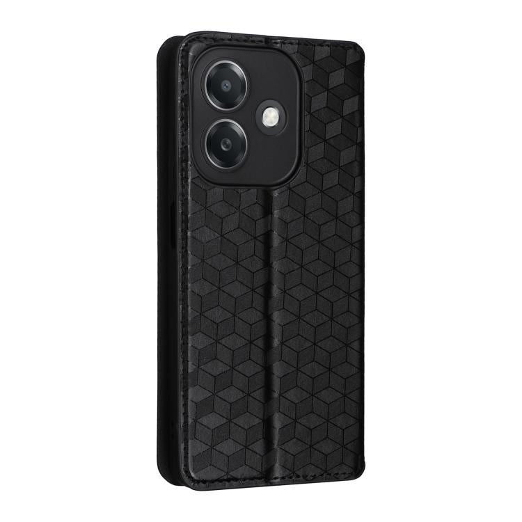 For OPPO A3X 5G Global/ 4G / A3 4G / 5G Cubic Grid Texture Flip Leather Phone Case