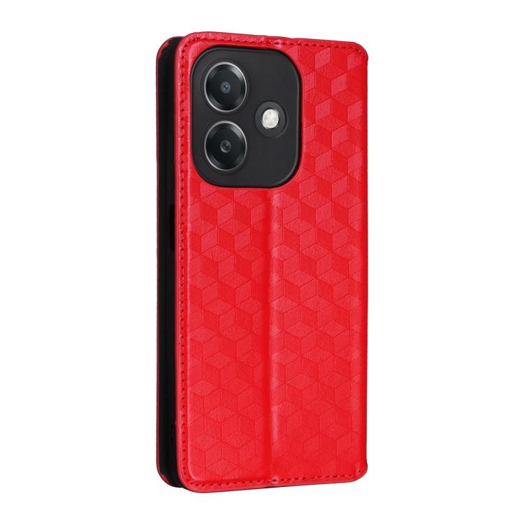 For OPPO A3X 5G Global/ 4G / A3 4G / 5G Cubic Grid Texture Flip Leather Phone Case