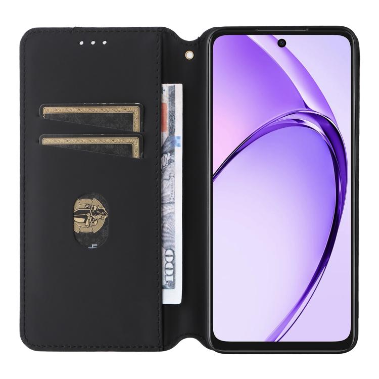 For OPPO A3X 5G Global/ 4G / A3 4G / 5G Cubic Grid Texture Flip Leather Phone Case