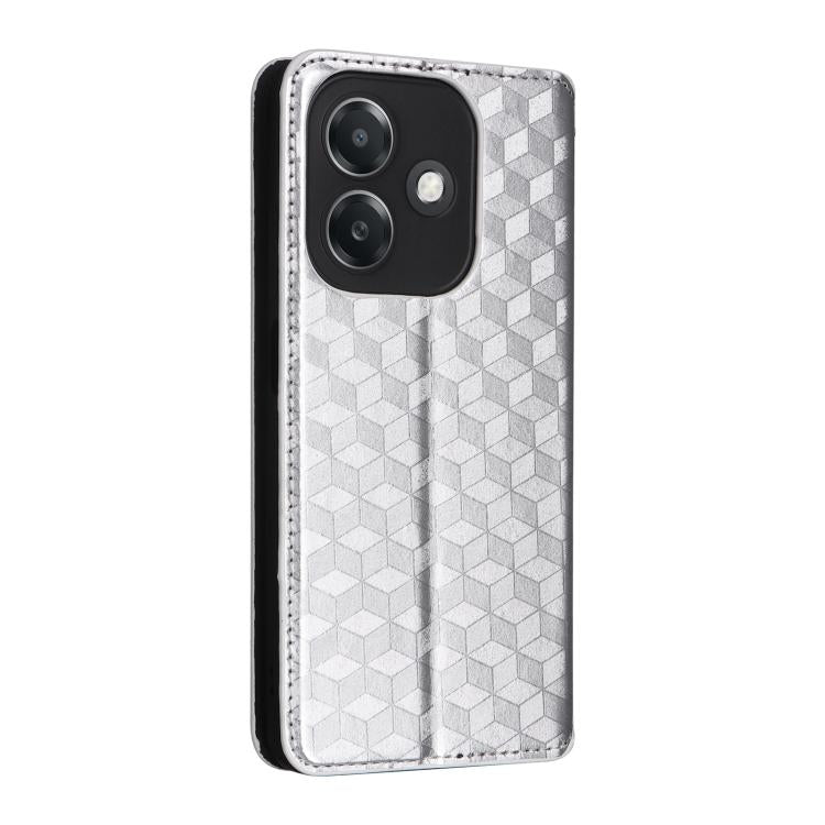 For OPPO A3X 5G Global/ 4G / A3 4G / 5G Cubic Grid Texture Flip Leather Phone Case