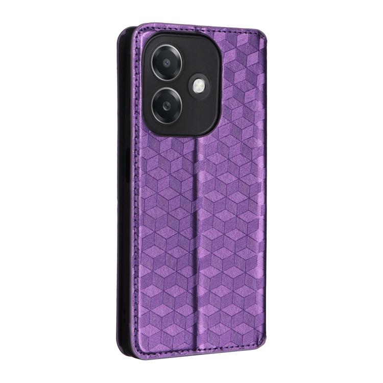 For OPPO A3X 5G Global/ 4G / A3 4G / 5G Cubic Grid Texture Flip Leather Phone Case