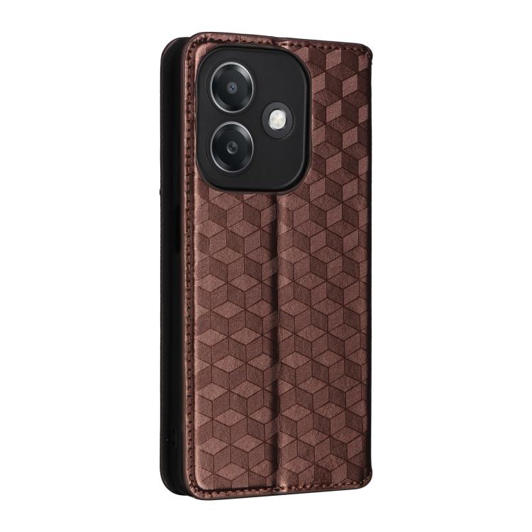 For OPPO A3X 5G Global/ 4G / A3 4G / 5G Cubic Grid Texture Flip Leather Phone Case