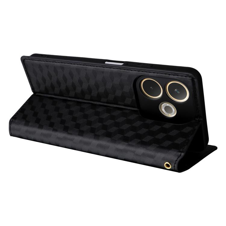 For OPPO A5 Pro 5G Global Cubic Grid Texture Flip Leather Phone Case